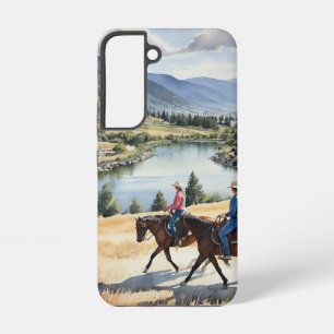 Berg-Wildnis-See-Pferde-Reiten Samsung Galaxy Hülle