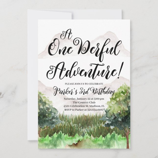 Bergabenteuer Geburtstag, Camping, Berg Einladung (Vorderseite)