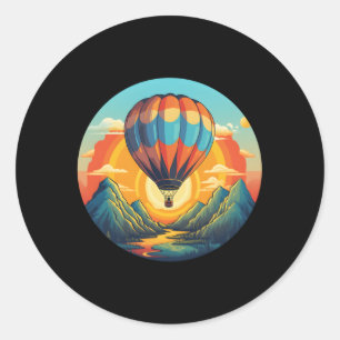 Bergabenteuer mit Heißluftballon Runder Aufkleber