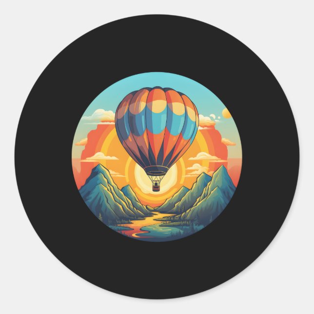 Bergabenteuer mit Heißluftballon Runder Aufkleber (Vorderseite)