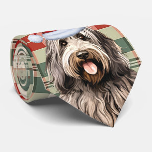 Bergamasco Dog Holiday Kariert Weihnachten Krawatte