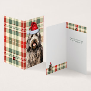 Bergamasco Dog Holiday Karierte Weihnachtskarte