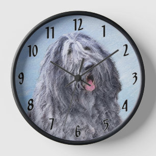 Bergamasco-Schäferhund-Gemälde - Süßes Original-Hu Uhr