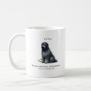 Bergamasco-Schäferhund Wasserfarbe Hund Monogram Kaffeetasse