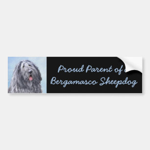 Bergamasco Sheepdog Malerei - Niedlicher Original Autoaufkleber