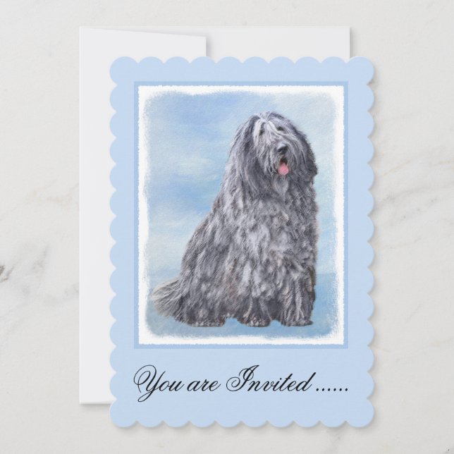 Bergamasco Sheepdog Malerei - Niedlicher Original  Einladung (Vorderseite)