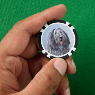 Bergamasco Sheepdog Malerei - Niedlicher Original  Pokerchips