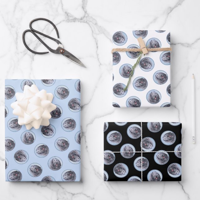 Bergamasco Sheepdog Schepherd Malerei Niedlicher H Geschenkpapier Set (Vorderseite)