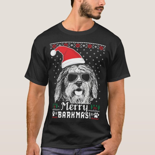Bergamasco Shepherd Merry Barkmas Christmas T-Shirt (Vorderseite)
