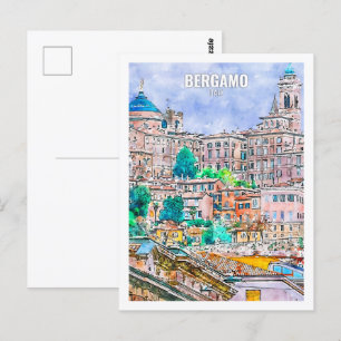 Bergamo Italien Reisen Place Watercolor Postkarte