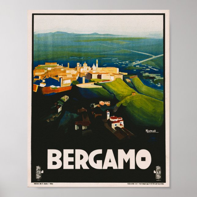 Bergamo Italien Vintage Travel Poster (Vorne)