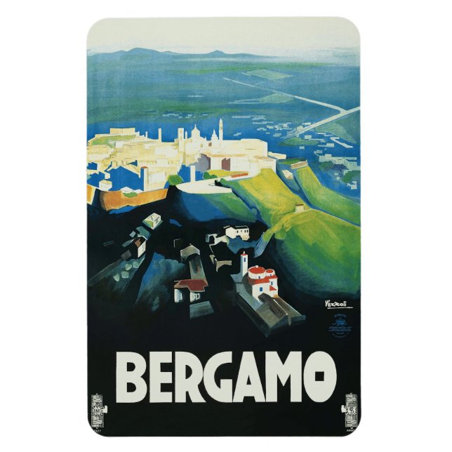 Bergamo | Vintage Travel Souvenir Magnet (Vertikal)