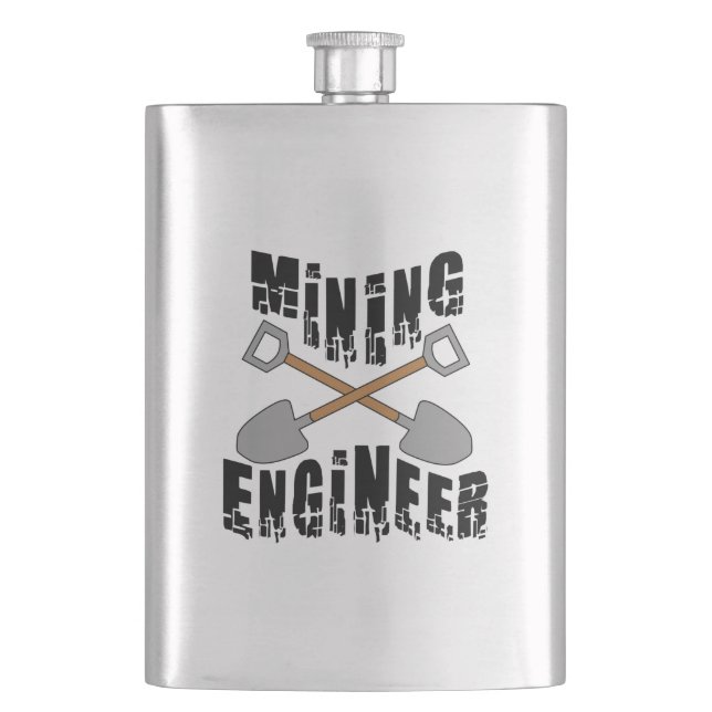 Bergbauingenieur überquerende Schaufeln Flachmann (Vorderseite)