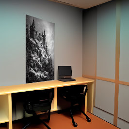 BergBurg, mit Schnee | AI Art Poster