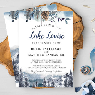 Bergdestination, Wasserfarben-Waldhochzeit Einladung