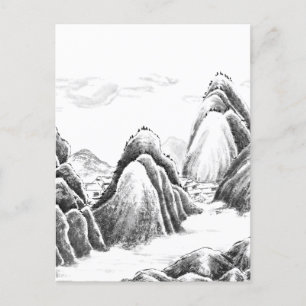 Bergdorf - Tinte Postkarte