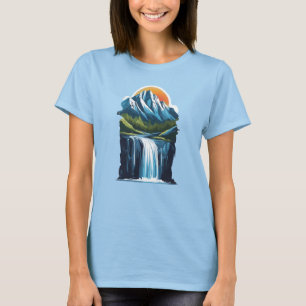 Berge 6 Wasserfall, Geschenk, Hügel, Sonne T-Shirt