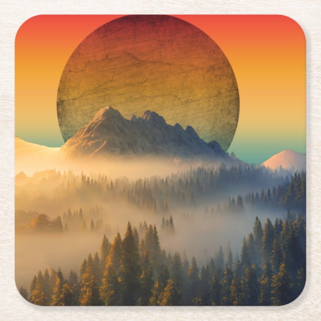 BERGE DAWWALD NATURSCHUTZ LANDSCHAFT RECHTECKIGER PAPPUNTERSETZER (Vorderseite)