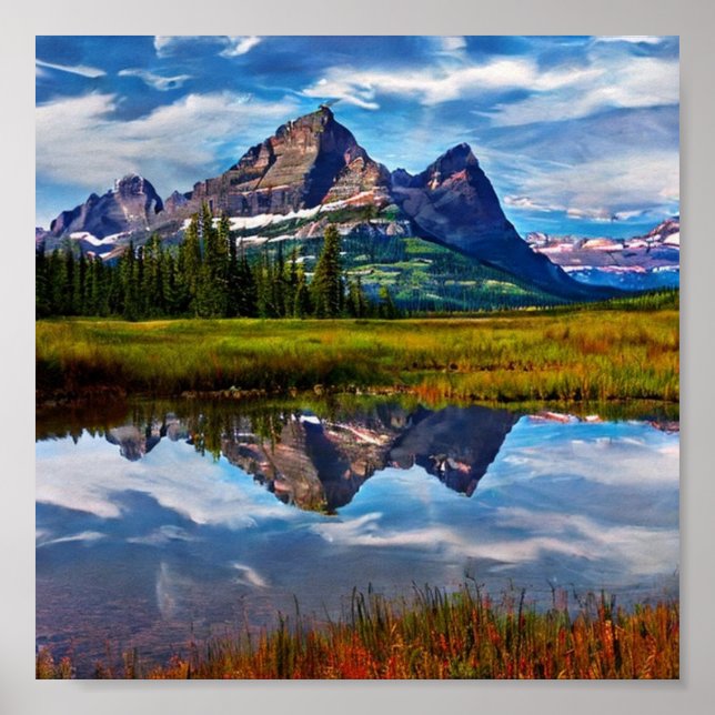 Berge des Glacier-Nationalparks Poster (Vorne)