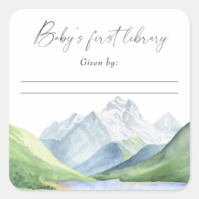 Berge - Erste Bibliothek des Babys Quadratischer Aufkleber (Vorderseite)