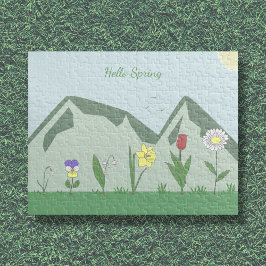Berge & Frühlingsblumen Landschaftspuzzle