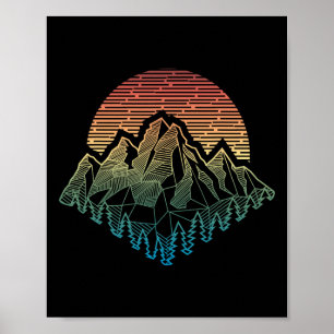 Berge Geometrie Outdoor Retro Camping Wandern Klei Poster