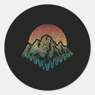 Berge Geometrie Outdoor Retro Camping Wandern Klei Runder Aufkleber