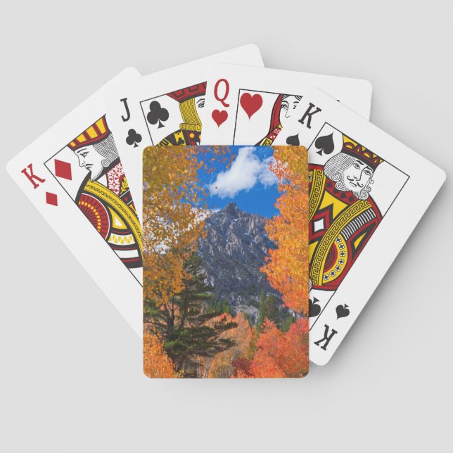 Berge gerahmt in Laubblättern, CA Spielkarten (Rückseite)