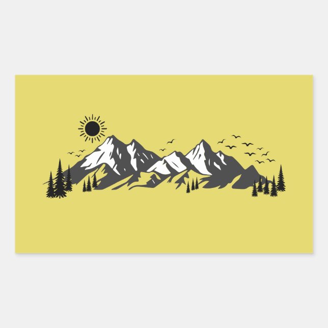 Berge Grafik Rechteckiger Aufkleber (Vorderseite)