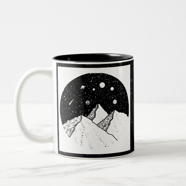 Berge im Weltraum Kaffeemaschine Tasse Black (Links)