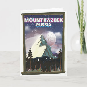 Berge Kazbek Russische Reiseposter. Feiertagskarte