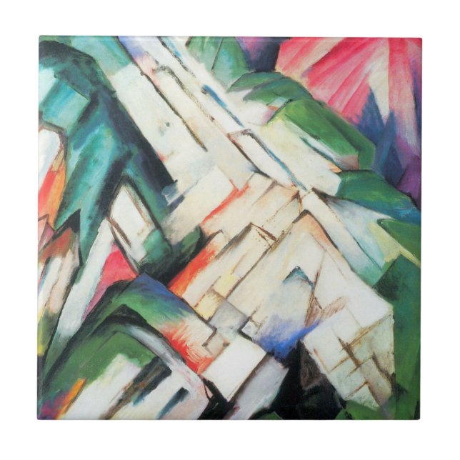 Berge (Landschaft) von Franz Marc, Vintage Kunst Fliese (Vorderseite)