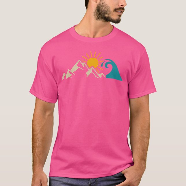 Berge Meer Wandern Surfen Kletterparadies T-Shirt (Vorderseite)