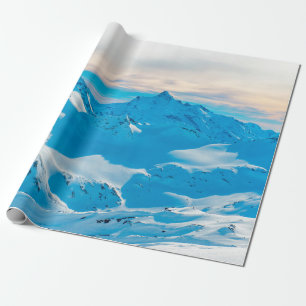 Berge mit Schneegipfeln und Sonnenuntergang Skynow Geschenkpapier