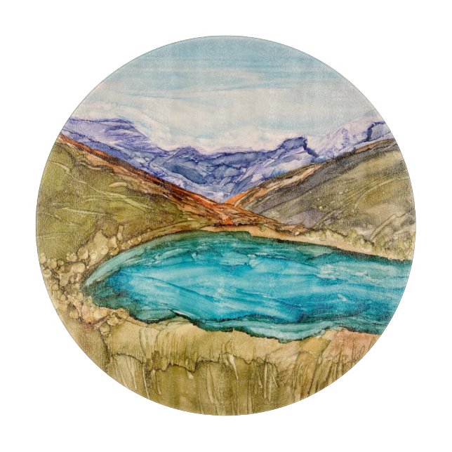 Berge mit See Schneidebrett (Vorderseite)