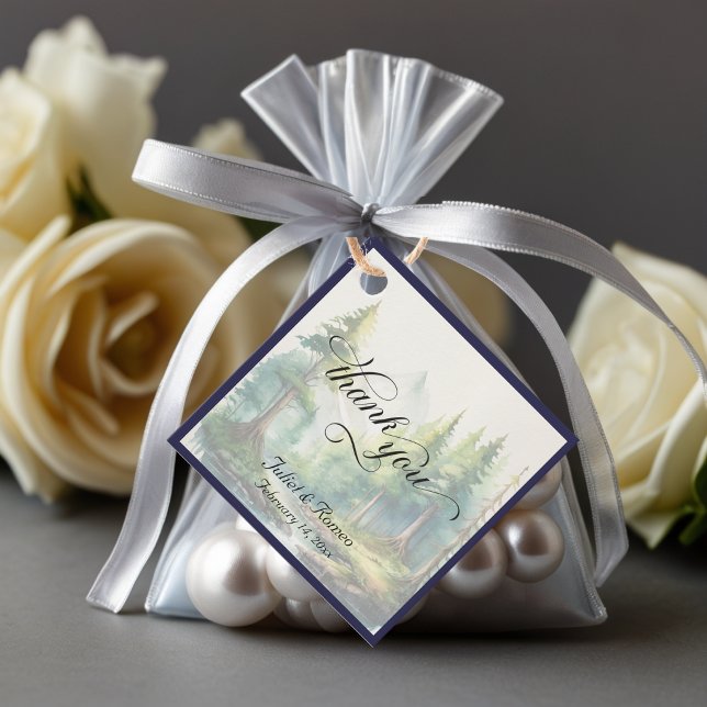 Berge & Monogramm - Elfenbein/Blau Geschenkanhänger (Von Creator hochgeladen)