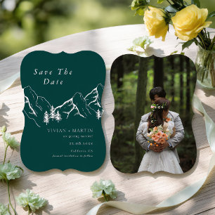 Berge Pine Tree Emerald Foto Save the Date Einladung