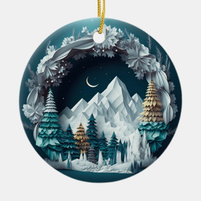 Berge und Bäume Landschaft Keramik Ornament (Vorne)
