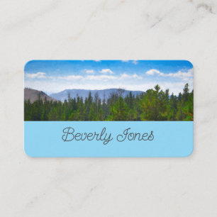 Berge und Bäume Natur Landschaft Kunst auf blau Visitenkarte