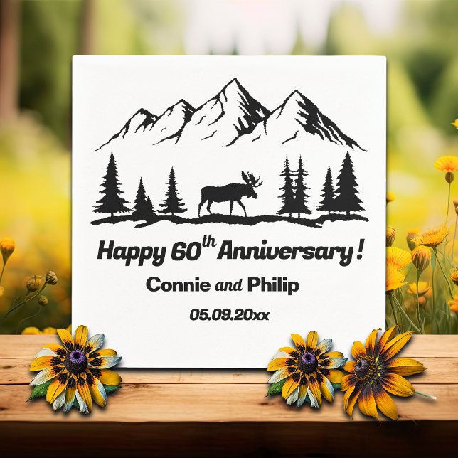 Berge und Elche 60. Hochzeitstag Serviette (Von Creator hochgeladen)
