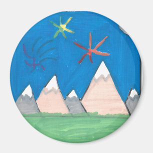 Berge und Feuerwerk Magnet