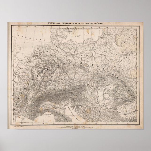 Berge und Flüsse Europas Poster (Vorne)