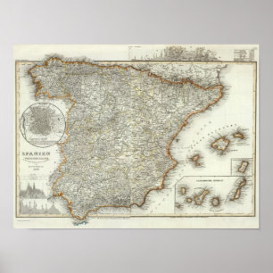Berge und Flüsse von Madrid, Spanien Poster