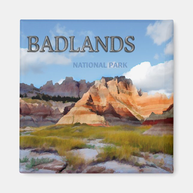 Berge und Himmel im Badlands-Nationalpark Magnet (Vorne)