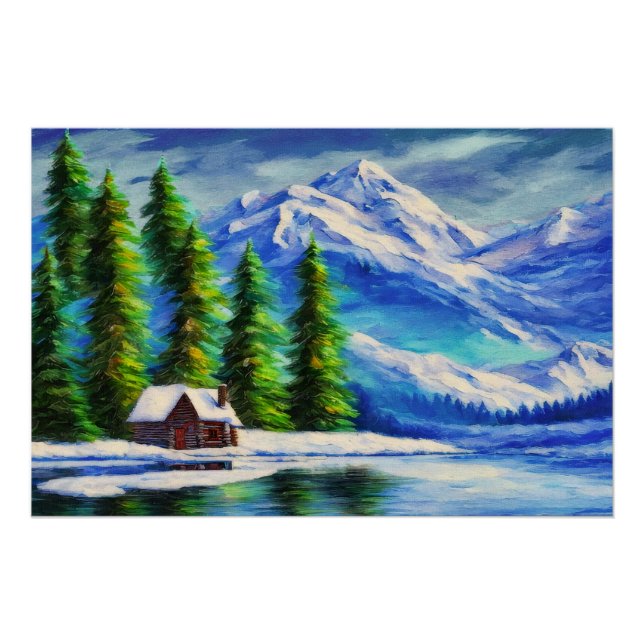 Berge und Kabine Poster (Vorderseite)
