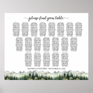 Berge und Kiefern 20 Tische Hochzeitsbestuhlung Poster