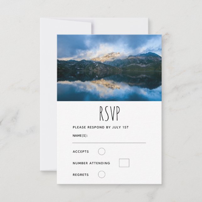 Berge und Lake Landschaftlich Nature Foto - Hochze RSVP Karte (Vorderseite)