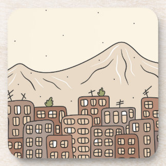 Berge und Stadt Getränkeuntersetzer
