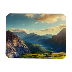 Berge und Tal am Sonnenuntergang Magnet