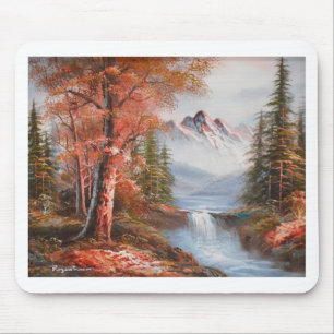 Berge und Wasserfalllandschaft Mousepad